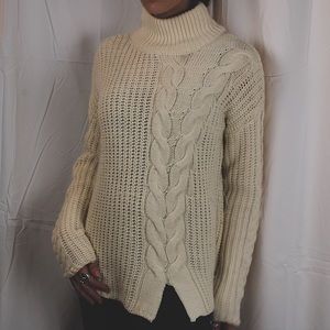 Cream knit turtle neck sweater